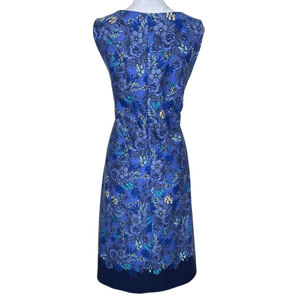 Talbots Floral Sheath Dress Blue Purple Sleeveless Knee Length Stretch Sz Large - Picture 4 of 12